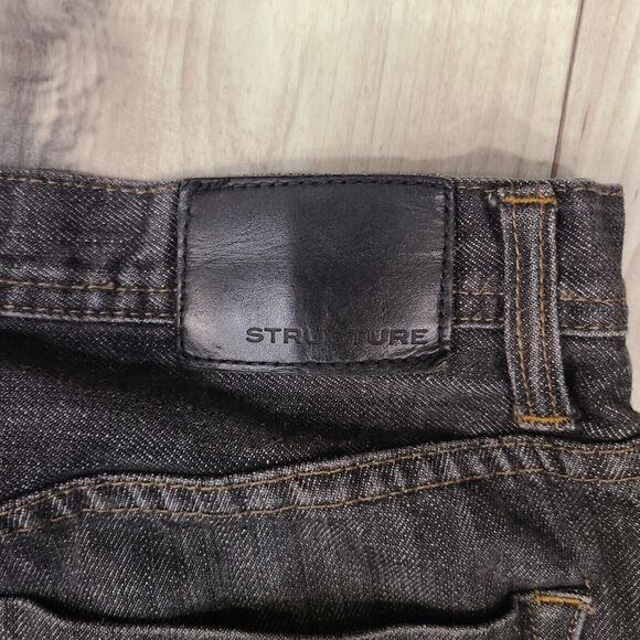 Structure Dark Wash Charcoal Slim Straight Denim Jeans Vintage Men Size 34 x 30 - Picture 6 of 6